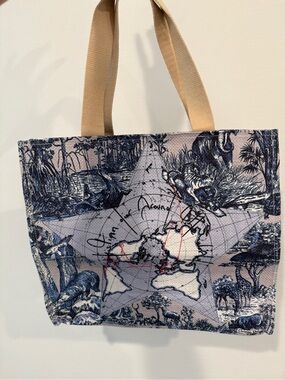 Dior Navy and Beige Toile Star Map Canvas Tote/ Beach bag